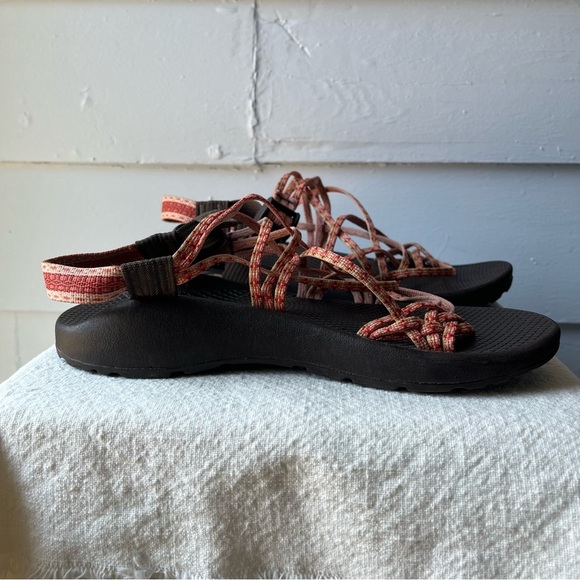 Chaco Women's Double Strap Strappy Sandals - Black and Coral - Picture 10 of 11